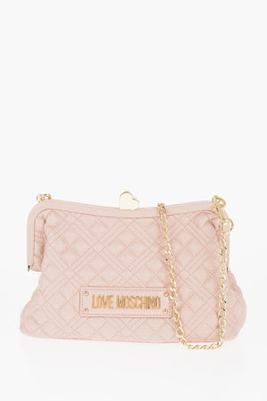 LOVE Stepp-Tasche aus Kunstleder mit goldener Kette und Herzdetail