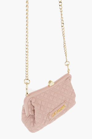 LOVE Stepp-Tasche aus Kunstleder mit goldener Kette und Herzdetail