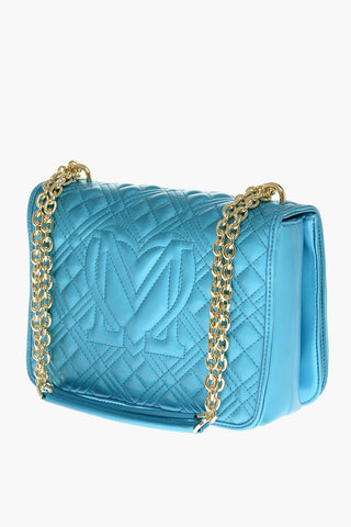 LOVE MOSCHINO Faux Leather Quilted Shoulder Bag Laminated Effect