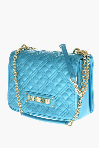 LOVE MOSCHINO Faux Leather Quilted Shoulder Bag Laminated Effect