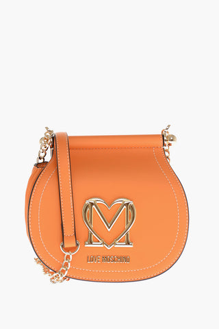 LOVE Faux Leather Bag with Chain Strap and Gold Logo
