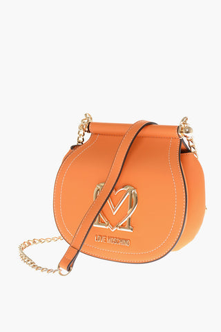 LOVE Faux Leather Bag with Chain Strap and Gold Logo