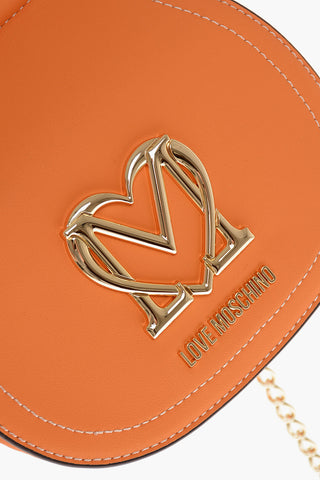 LOVE Faux Leather Bag with Chain Strap and Gold Logo