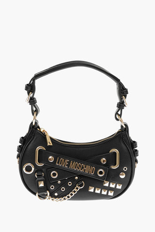 LOVE MOSCHINO Borsa STARRY NIGHT in Ecopelle con Borchie e Logo in Lettering Dorate