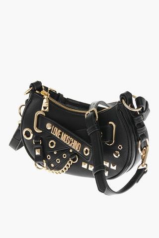LOVE MOSCHINO Borsa STARRY NIGHT in Ecopelle con Borchie e Logo in Lettering Dorate
