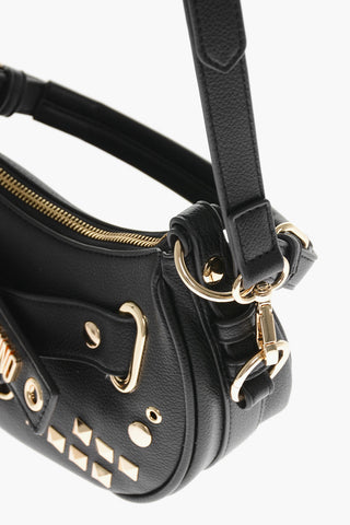 LOVE MOSCHINO Borsa STARRY NIGHT in Ecopelle con Borchie e Logo in Lettering Dorate
