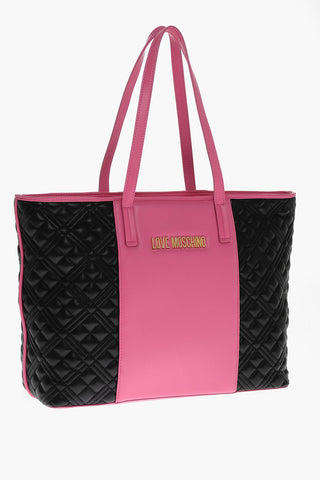 LOVE Quilted Two-Tone Tote Bag