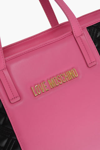 LOVE Quilted Two-Tone Tote Bag