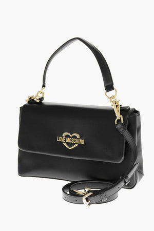LOVE Faux Leather Shoulder Bag with Gold Logo