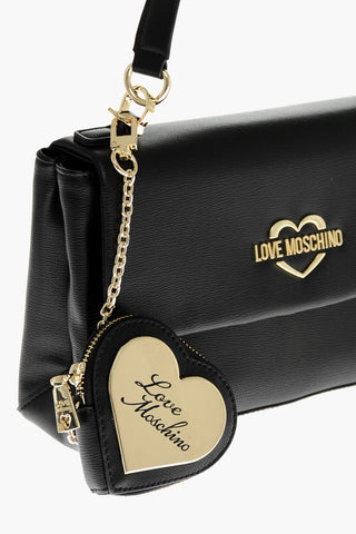LOVE Faux Leather Shoulder Bag with Gold Logo