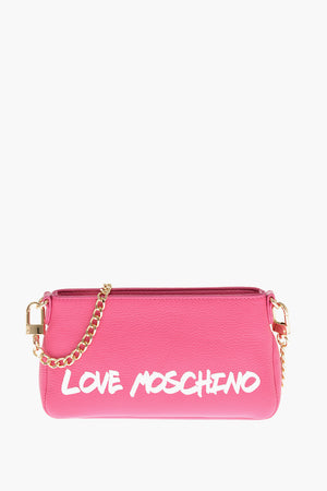 LOVE Hammered Leather Shoulder Bag with Logo in Graffiti Print