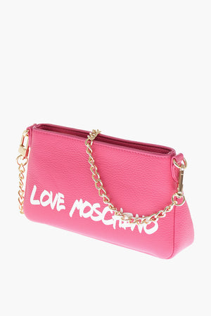 LOVE Hammered Leather Shoulder Bag with Logo in Graffiti Print