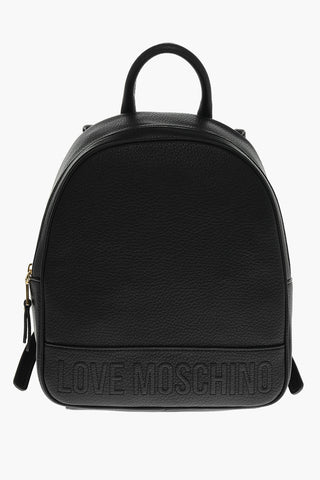 LOVE Hammered Eco-Leather Backpack with Embossed Logo