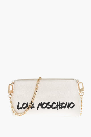 LOVE Hammered Leather Shoulder Bag with Printed Logo