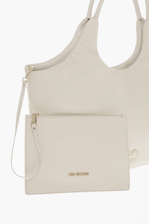 LOVE Faux Leather Hobo Bag MARSHMALLOW with Matching Pouch