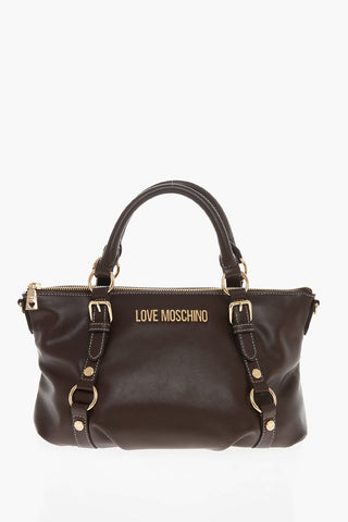 LOVE Faux Leather Hande Bag With Golden Logo