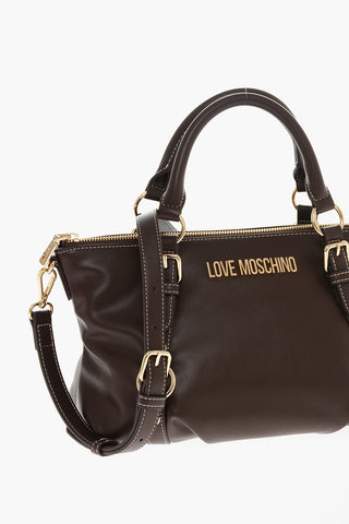 LOVE Faux Leather Hande Bag With Golden Logo