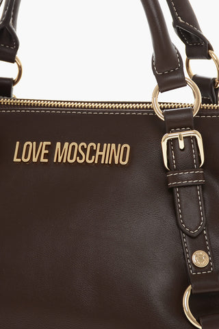 LOVE Faux Leather Hande Bag With Golden Logo
