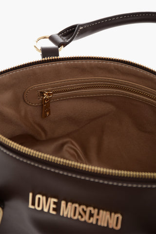 LOVE Faux Leather Hande Bag With Golden Logo
