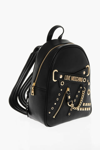 LOVE Faux Leather STARRY NIGHT Backpack with Studs and Golden Details