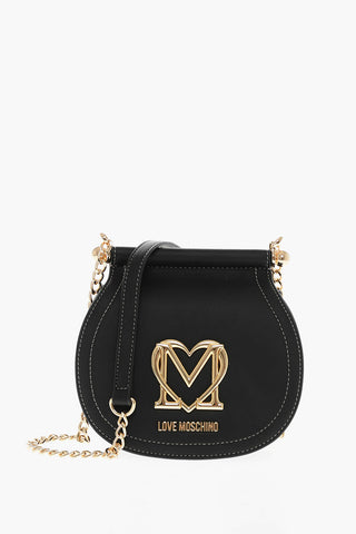 LOVE Faux Leather Bag with Chain Strap and Gold Logo