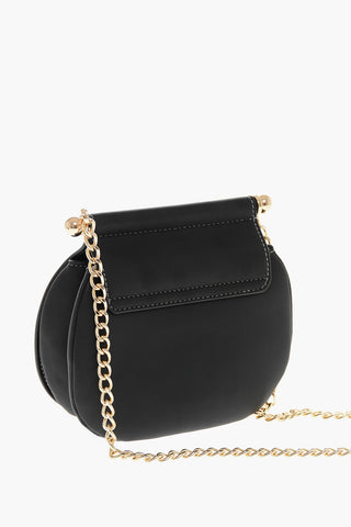 LOVE Faux Leather Bag with Chain Strap and Gold Logo
