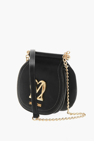 LOVE Faux Leather Bag with Chain Strap and Gold Logo