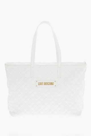 LOVE Tote-Tasche aus gestepptem Kunstleder mit Metalllogo