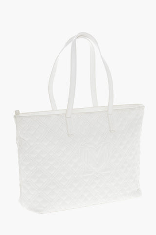 LOVE Tote-Tasche aus gestepptem Kunstleder mit Metalllogo