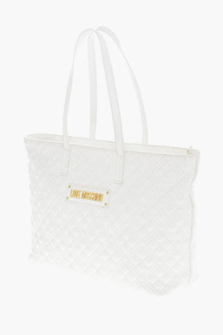 LOVE Tote-Tasche aus gestepptem Kunstleder mit Metalllogo