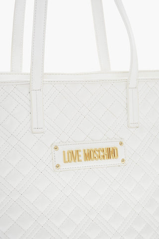 LOVE Tote-Tasche aus gestepptem Kunstleder mit Metalllogo