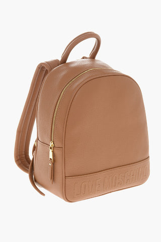 LOVE Pebbled Faux Leather Backpack with Embossed Logo
