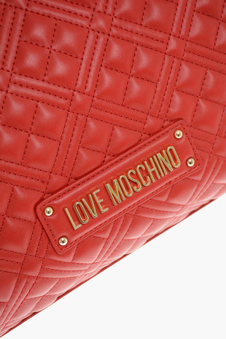 LOVE Quilted Tote Bag with Gold Chain Shoulder Strap