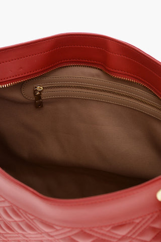 LOVE Quilted Tote Bag with Gold Chain Shoulder Strap
