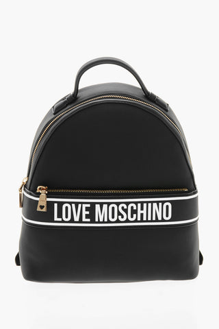 LOVE Faux Leather Backpack with Printed Contrasting Logo