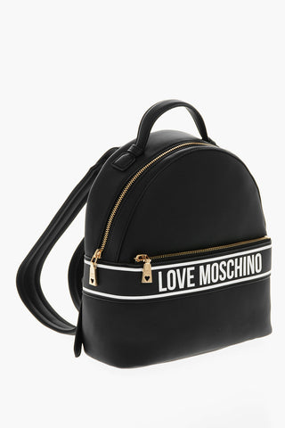 LOVE Faux Leather Backpack with Printed Contrasting Logo