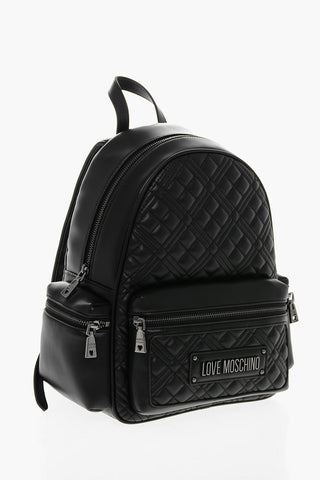 LOVE Quilted Faux Leather Backpack with Metal Logo