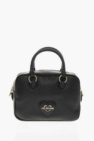 LOVE Borsa in Ecopelle Pelle Saffiano con Logo in Metallo in Tonalità Oro
