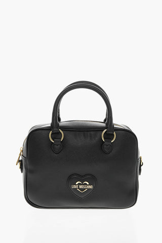 LOVE Borsa in Ecopelle Pelle Saffiano con Logo in Metallo in Tonalità Oro