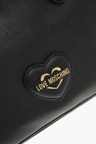 LOVE Borsa in Ecopelle Pelle Saffiano con Logo in Metallo in Tonalità Oro