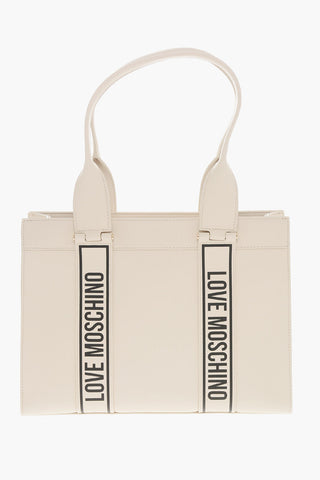 LOVE MOSCHINO Faux Leather Tote Bag with Logoed Bands