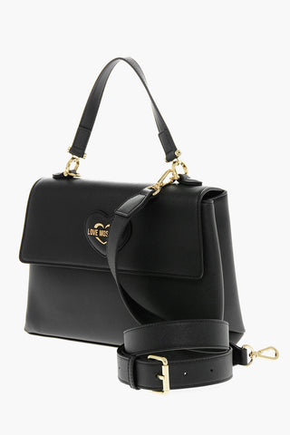 LOVE MOSCHINO Saffiano Faux Leather Handbag with Removable Strap