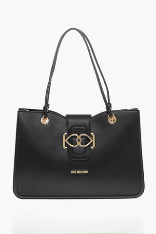 LOVE MOSCHINO Faux Leather Tote Bag with Gold Closure