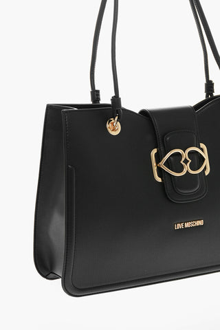 LOVE MOSCHINO Faux Leather Tote Bag with Gold Closure