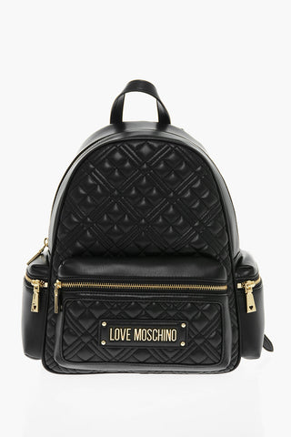 LOVE Quilted Faux Leather Backpack with Golden Details