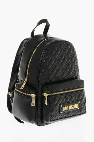 LOVE Quilted Faux Leather Backpack with Golden Details