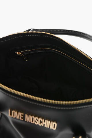 LOVE Faux Leather Bag with Removable Shoulder Strap and Golden Details