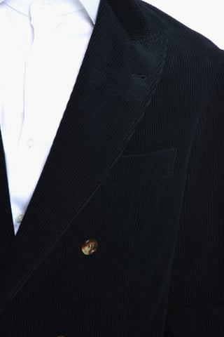 Velour Double-breasted Suit with Peak Lapel