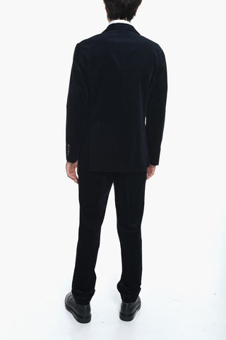 Velour Double-breasted Suit with Peak Lapel
