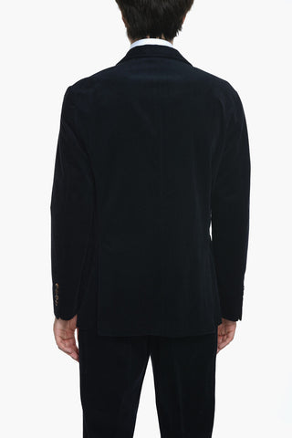 Velour Double-breasted Suit with Peak Lapel